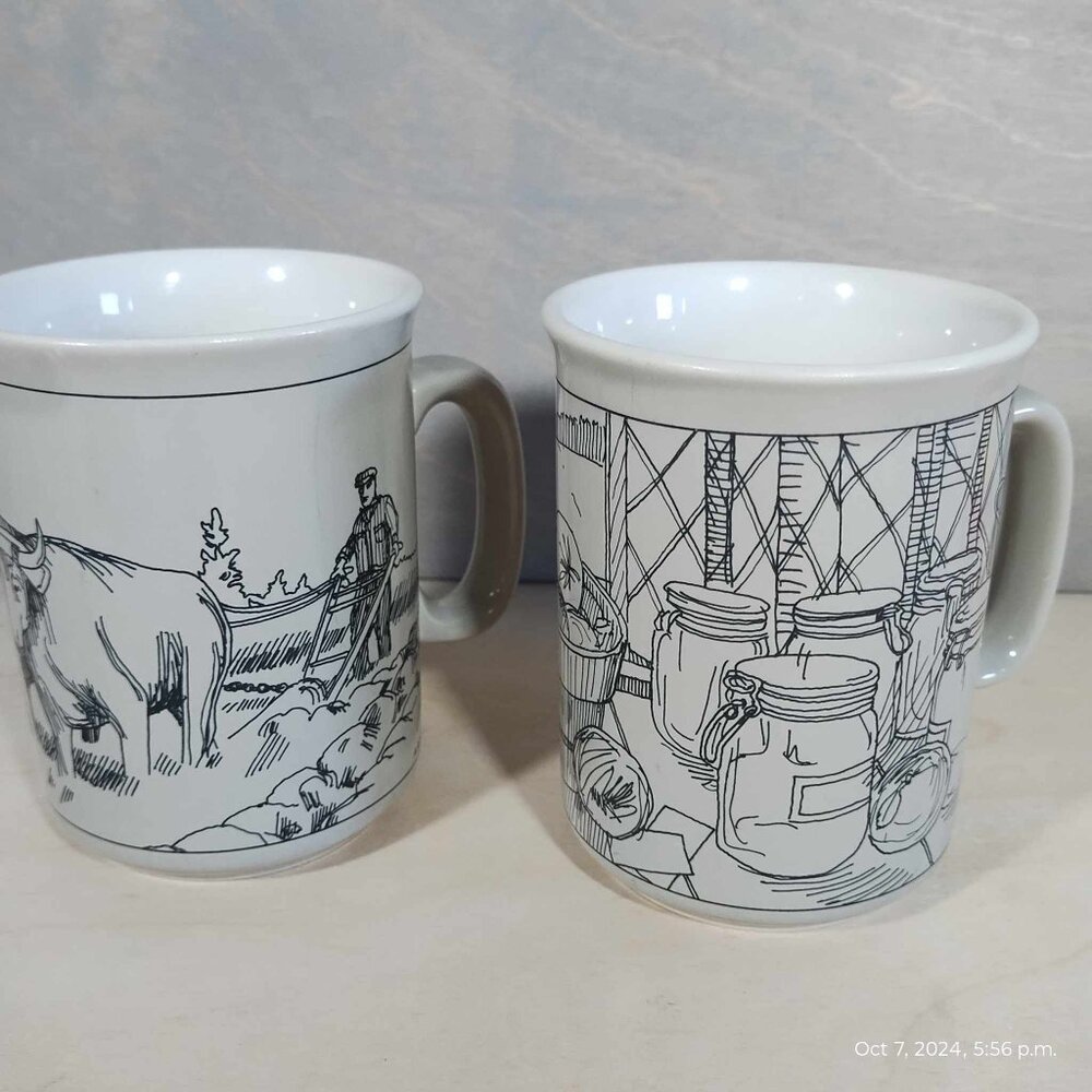 Vintage A Eddy mugs Home collection the‎ ploughman black white monochrome